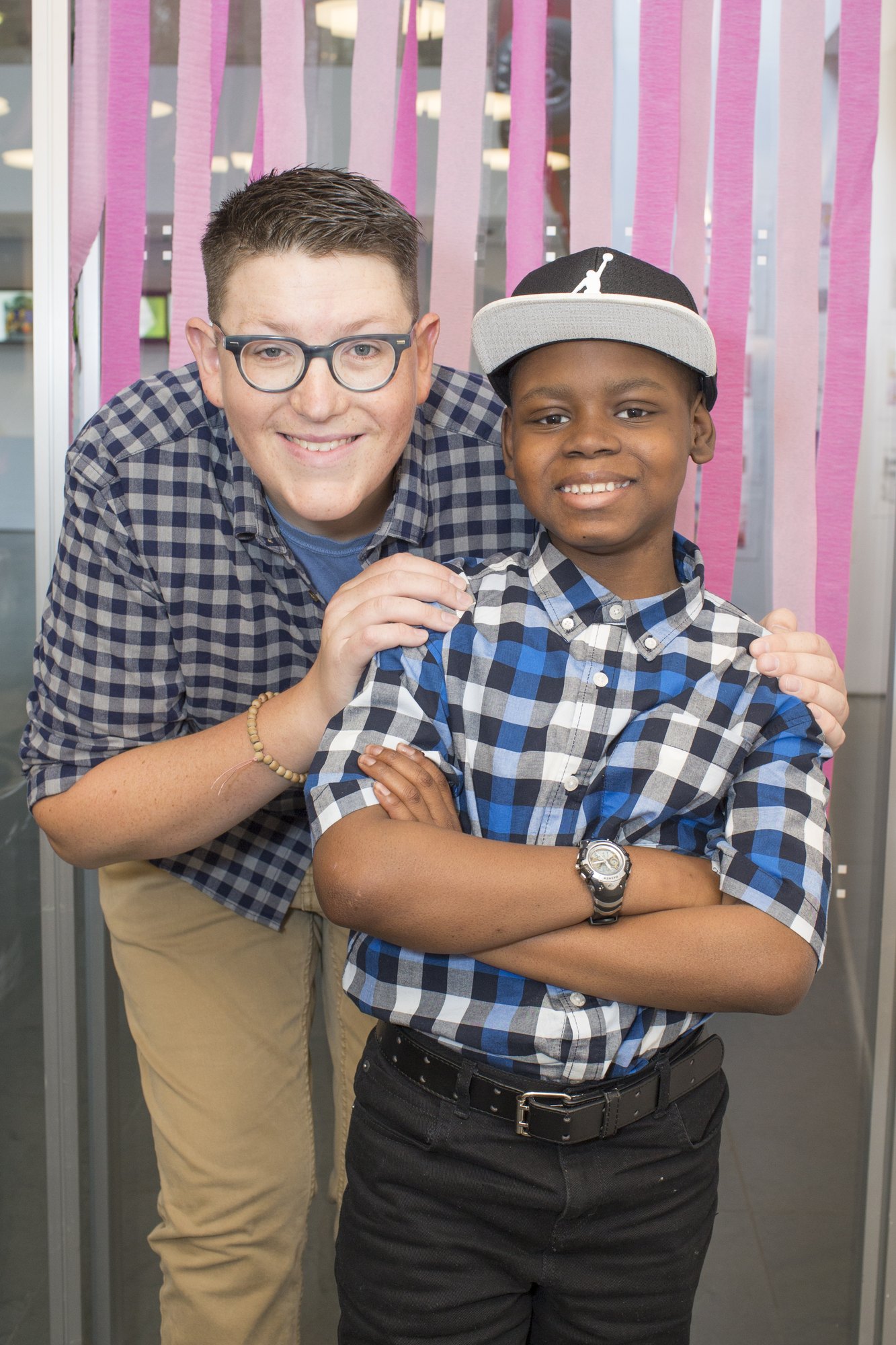 Steven R. Hazlett with a young photography student